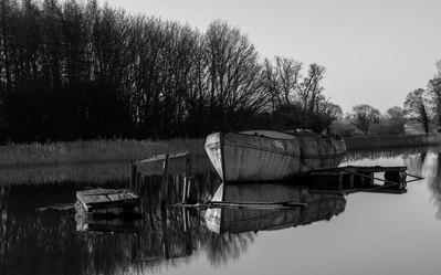 The hulk of an old barge on the river Hull in East Yorkshire. A photograph by Tim Pearson.