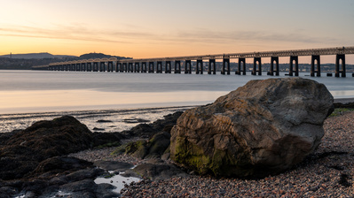The soft light of dusk falls on the River Tay and Tay Bridge. A photograph by Tim Pearson.