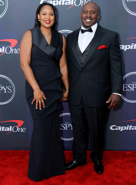 WNBA player Maya Moore and husband Jonathan Irons, on the red carpet at the ESPY's, styled by Atlanta Fashion Wardrobe Stylist Fatiyha Johnson