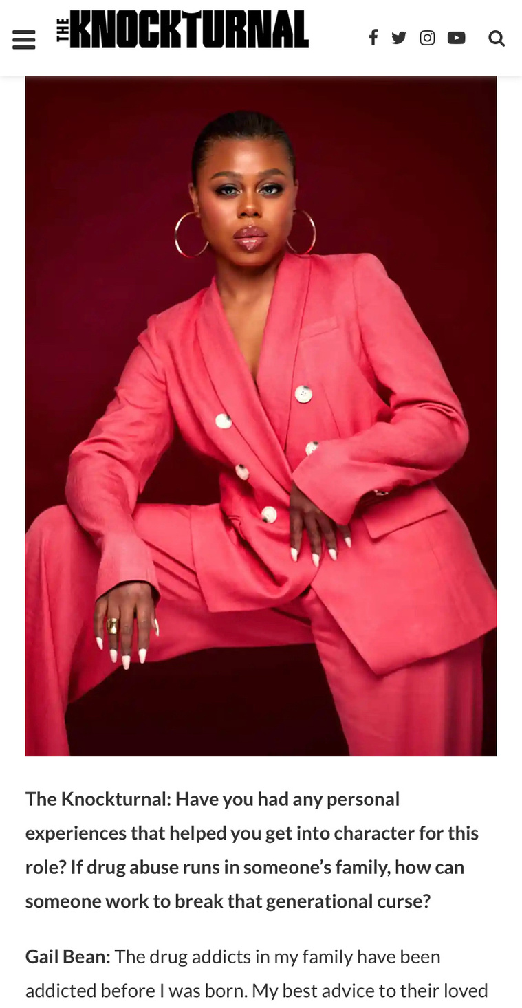 Snowfall and PValley Actress Gail Bean, press styling, styled by Atlanta Fashion Wardrobe Stylist Fatiyha Johnson