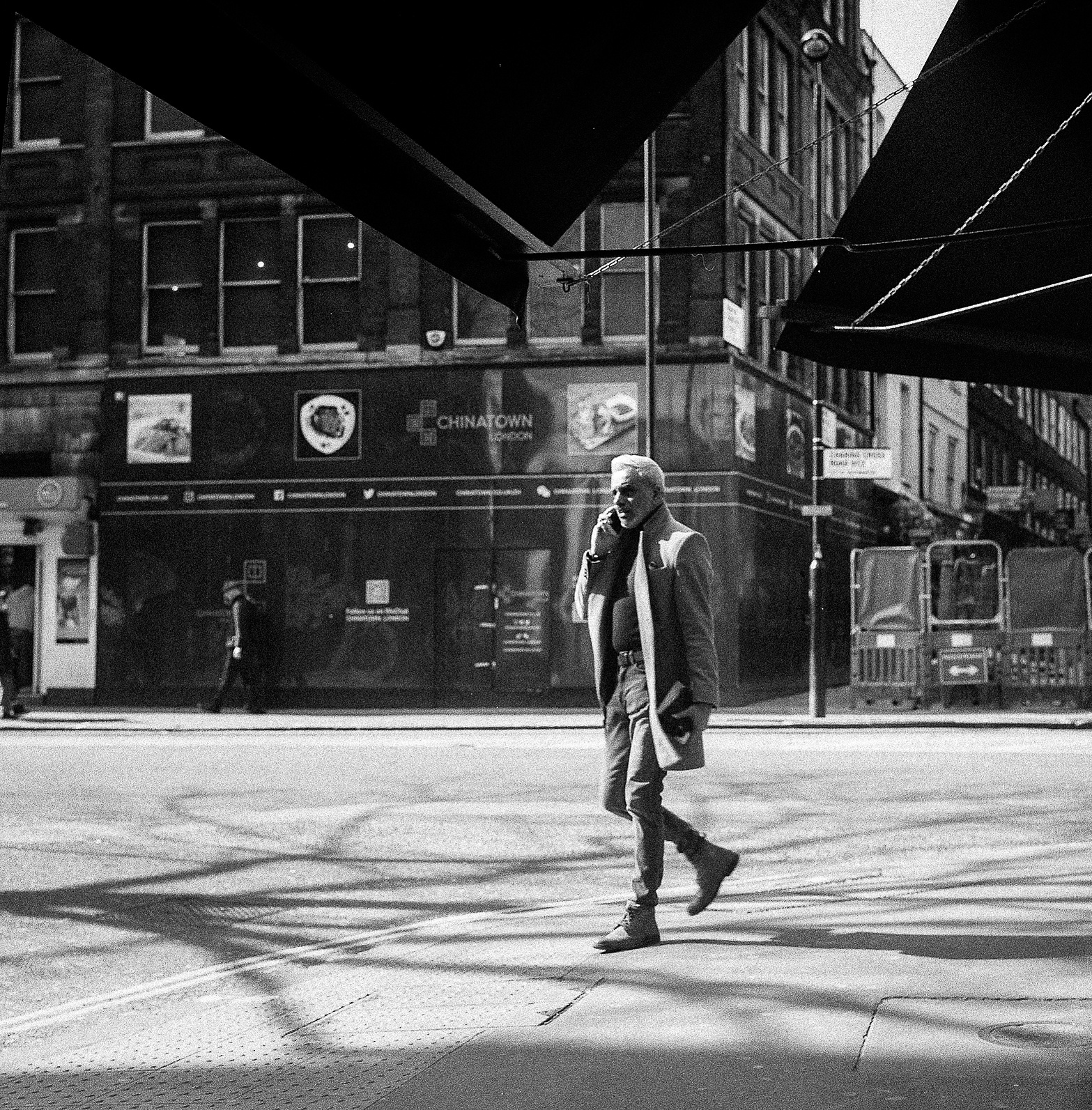 A man walks by