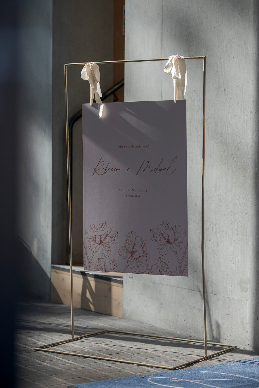 natural and authentic wedding photography, abstract shot of signage at wedding with strong shadows