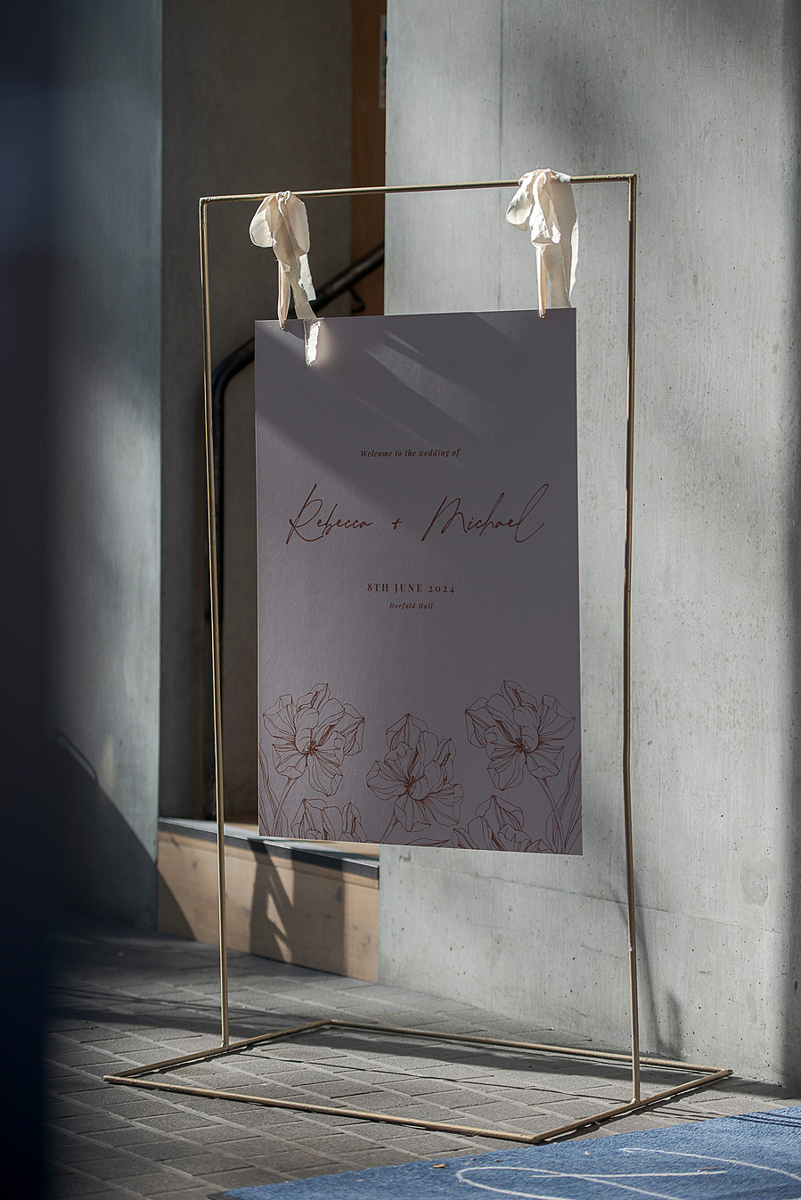 natural and authentic wedding photography, abstract shot of signage at wedding with strong shadows