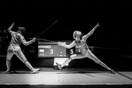 Janvier 2020 à Bourg la Reine, hauts de seine, le Challenge International de Fleuret Senior recois la crème de l'escrime mondiale. Ici Ysaora Thibus (FRA) sur la piste