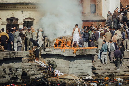 Pashupatinath, Nepal, December 2010. The Pashupatinath temple in Kathmandu, Nepal, is one of the holiest temples in Hinduism, and a World Heritage Site. The cremations of the dead are celebrated on one arm of the Ganges. Photo Alexandra de Dives &amp;amp;amp;amp;amp;amp;amp;amp;#x2F; Collect