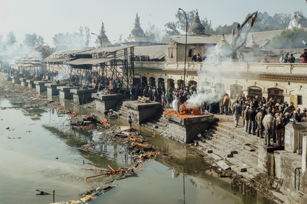 Pashupatinath, Nepal, December 2010. The Pashupatinath temple in Kathmandu, Nepal, is one of the holiest temples in Hinduism, and a World Heritage Site. The cremations of the dead are celebrated on one arm of the Ganges. Photo Alexandra de Dives &amp;amp;amp;amp;amp;amp;amp;amp;#x2F; Collect