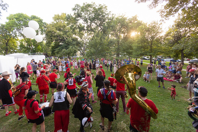 The Forward Marching band plays at the Orton Park Festival in Madison, WI. 