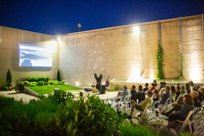 On the roof of the Madison Museum of Contemporary Art they are showing a movie in their outdoor space. So fun! 