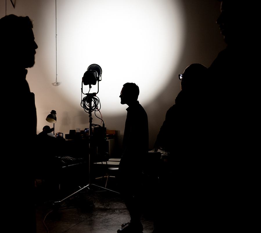 Two silhouettes of people. 