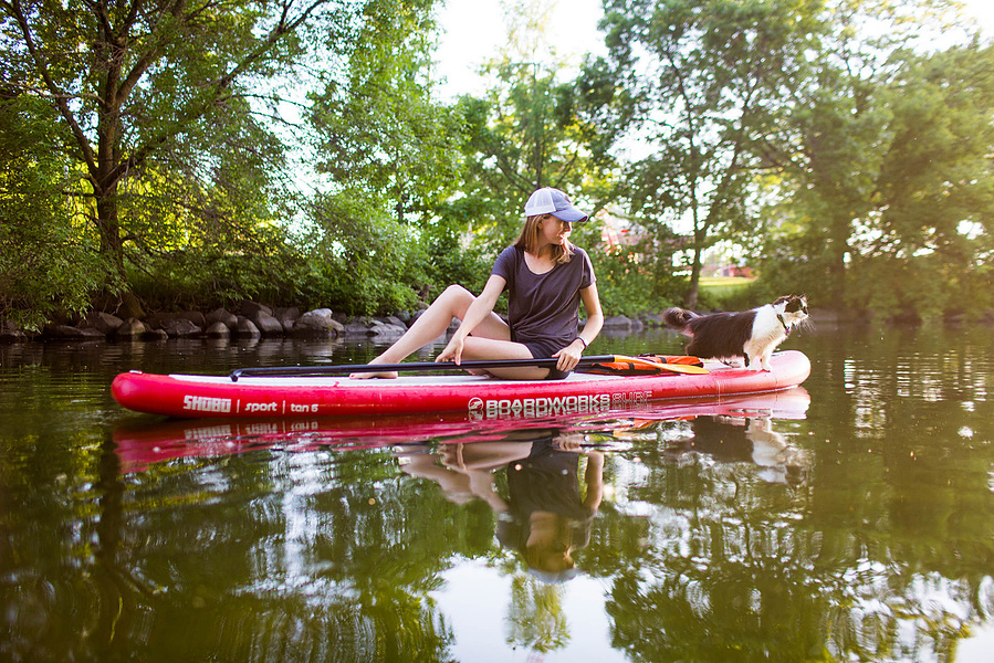 Emily and her cat are paddle boarding on the Yahara River in Madison, Wi. Wild that her cat will do this! 