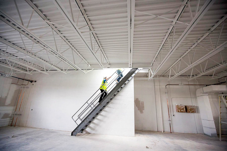 A scene of stairs at the Madison Metropolitan Sewerage District.