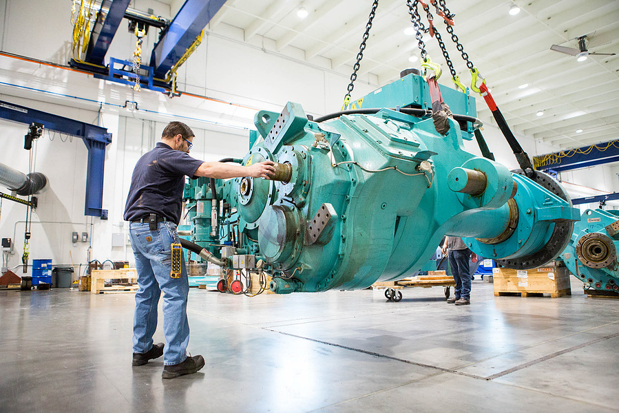 A big piece of machinery in a factory! 