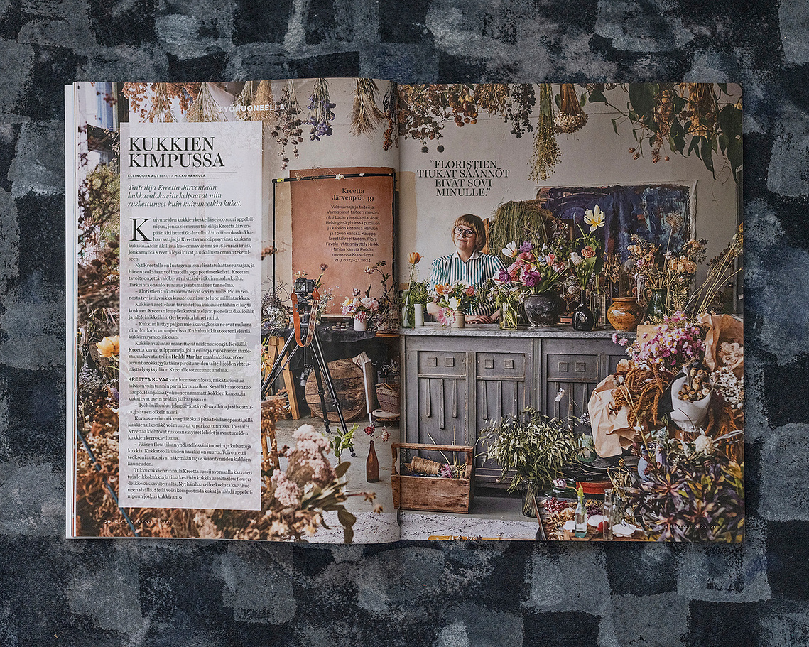 A story about Kreetta Järvenpää and her workspace for Gloria magazine 2023