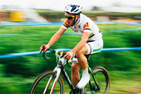panning portrait of cyclist