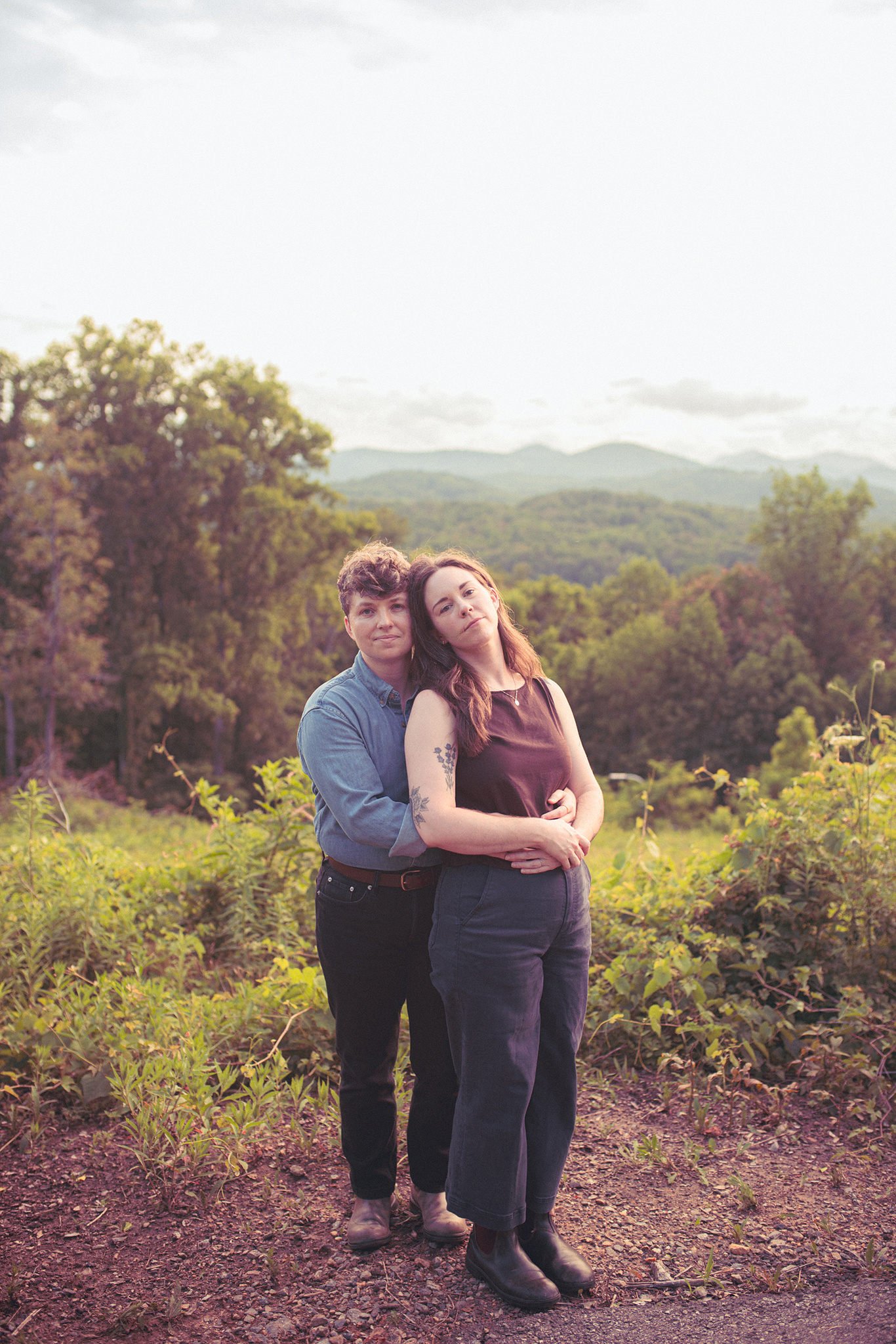 Asheville LGBTQ Photographer capturing a couples anniversary session at the Lookout Observatory near UNC