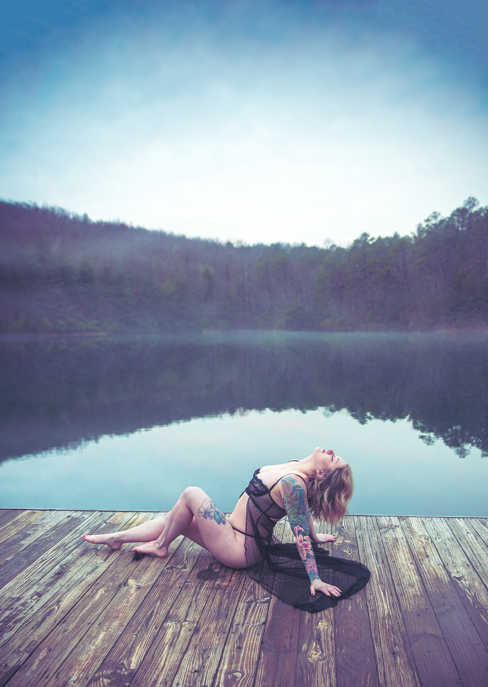 Asheville Boudoir Photography at a Lake in DuPont Forest