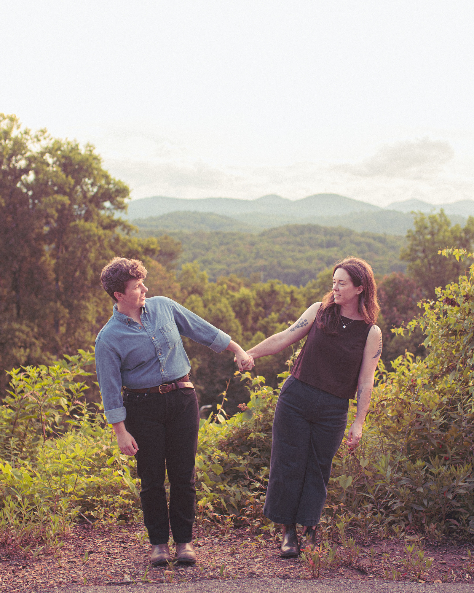 Asheville LGBTQ Photographer capturing a couples anniversary session at the Lookout Observatory near UNC