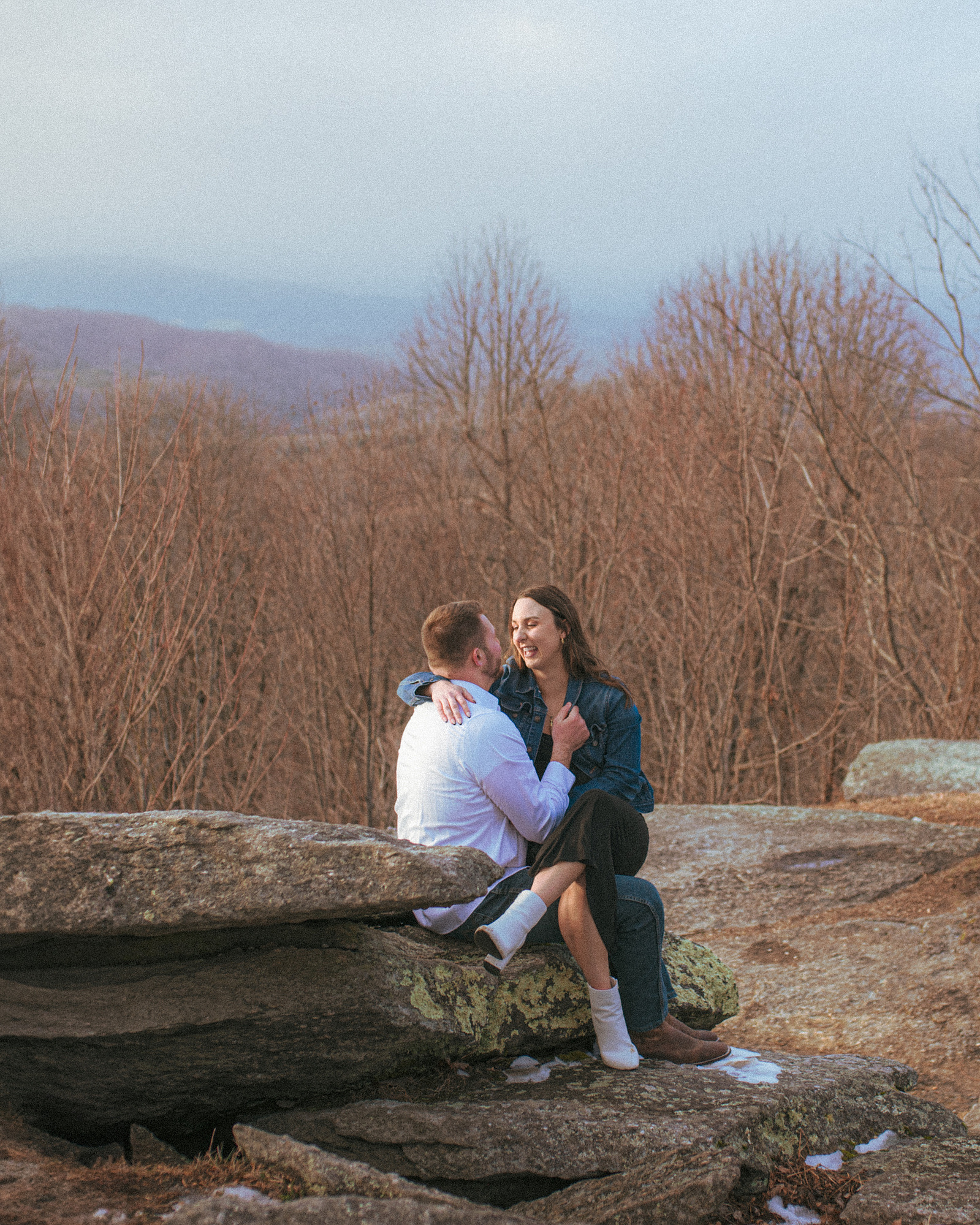 A winter engagement photography session in Hendersonville, NC just outside of Asheville 