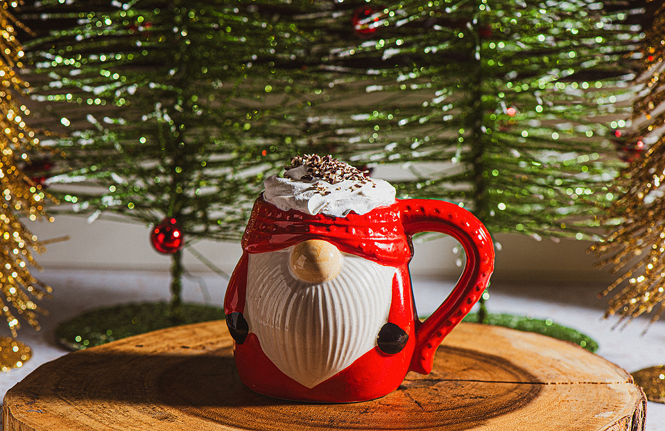 A festive winter drink at Pillar Bar, a rooftop spot in Asheville, NC