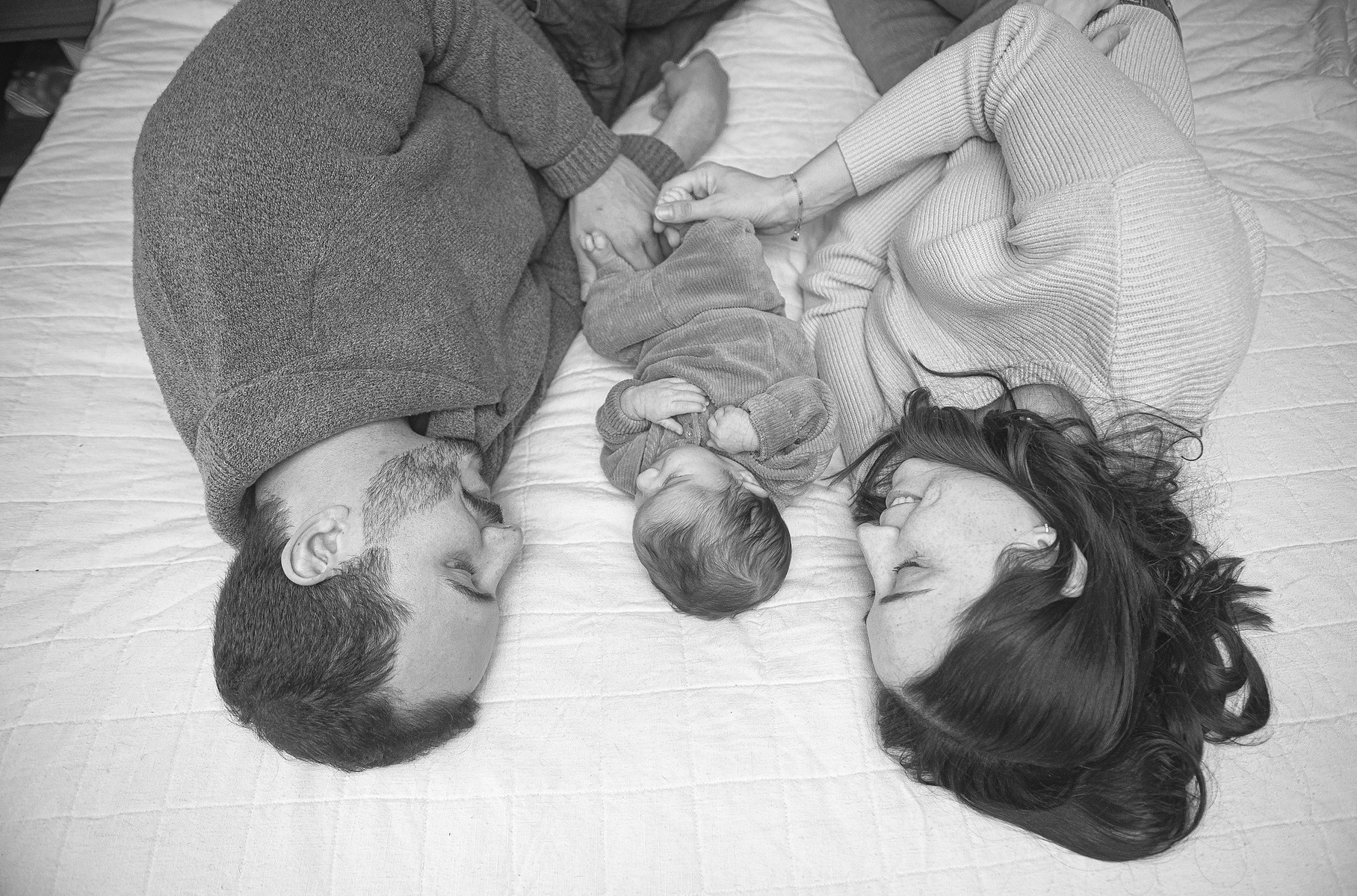 Asheville Newborn Photography In-Home Session on Bed