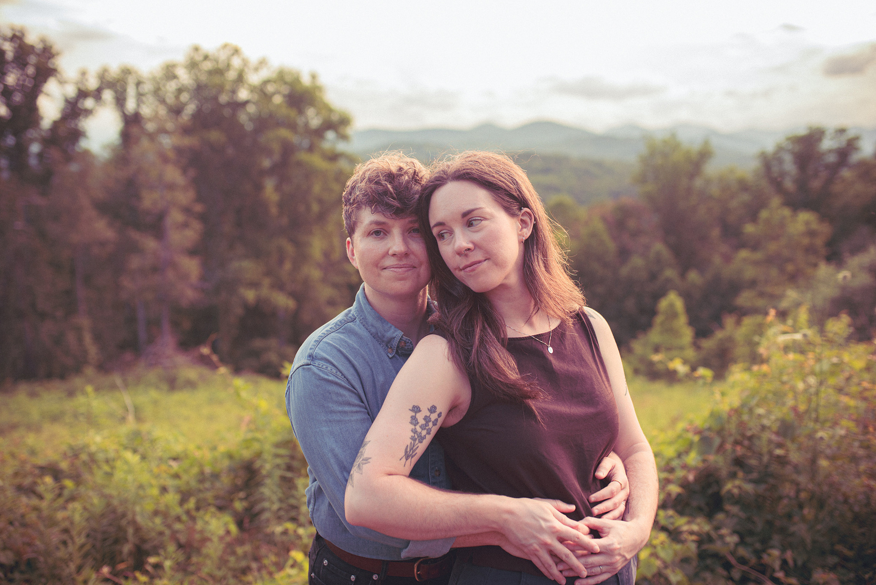 Asheville LGBTQ Photographer capturing a couples anniversary session at the Lookout Observatory near UNC