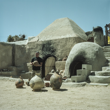 Potter Tony Soares by photographer Dan Fontanelli in Joshua Tree California