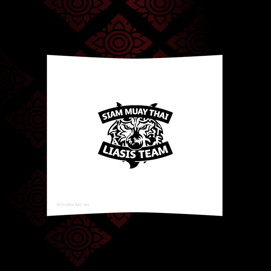 Compact version of the logo of Siam Muay Thai Liasis Team, a Muay Thai school of martial arts in Cyprus, depicting a wolf with hidden words in the design.