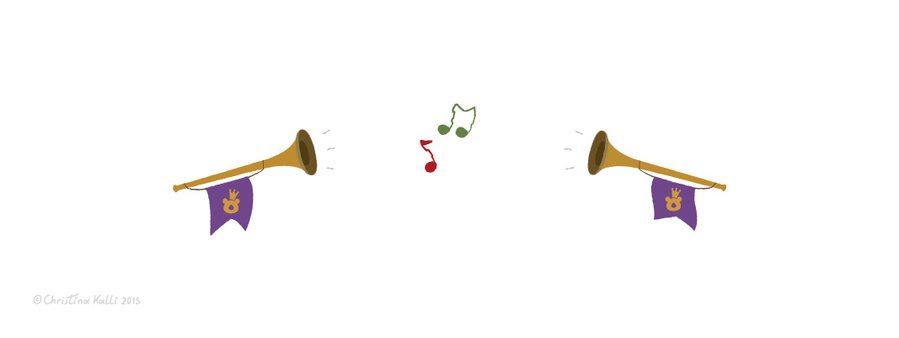 Illustration of trumpets created for the branding of Το Αρκουδόκαστρο - The Bear Castle, a nursery-kindergarten in Cyprus.