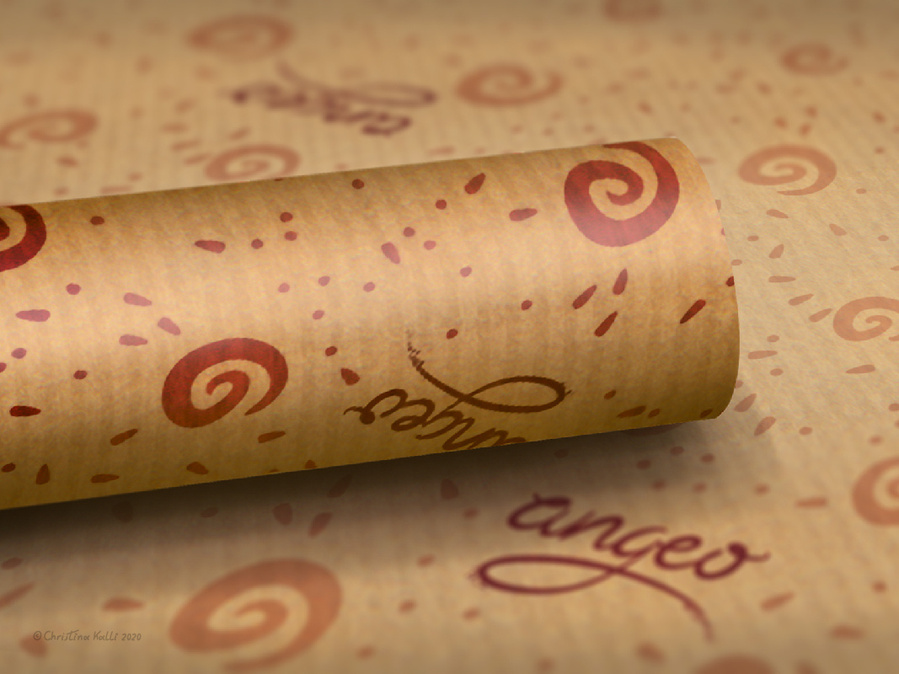 Wrapping paper using the pattern design under the branding of Angeo.