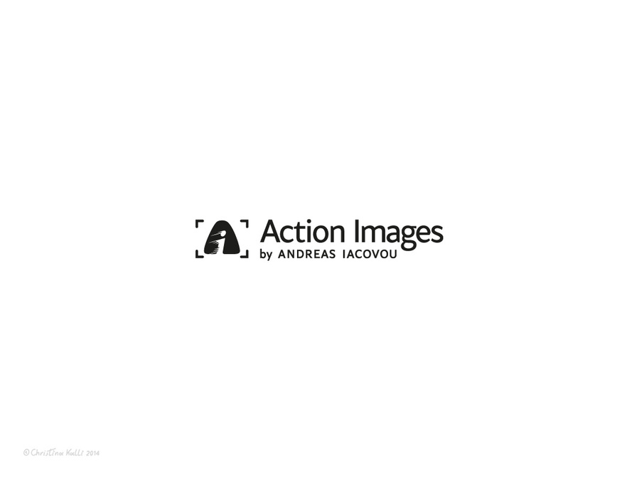 Logo design for Action Images by Andreas Iacovou, a sports photographer, with his initials A and I interacting to resemble a runner with speed lines.