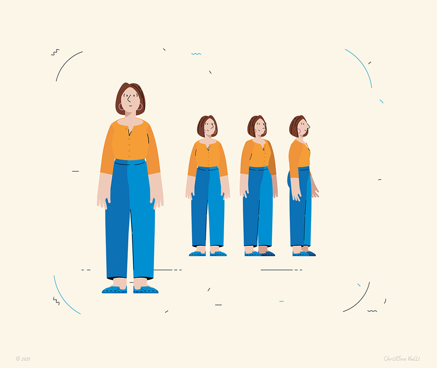Turnaround of character design.