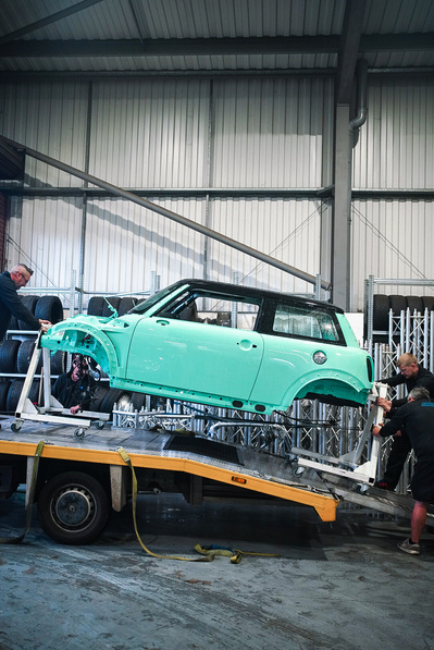 Mini R56 full respray being delivered back to the garage