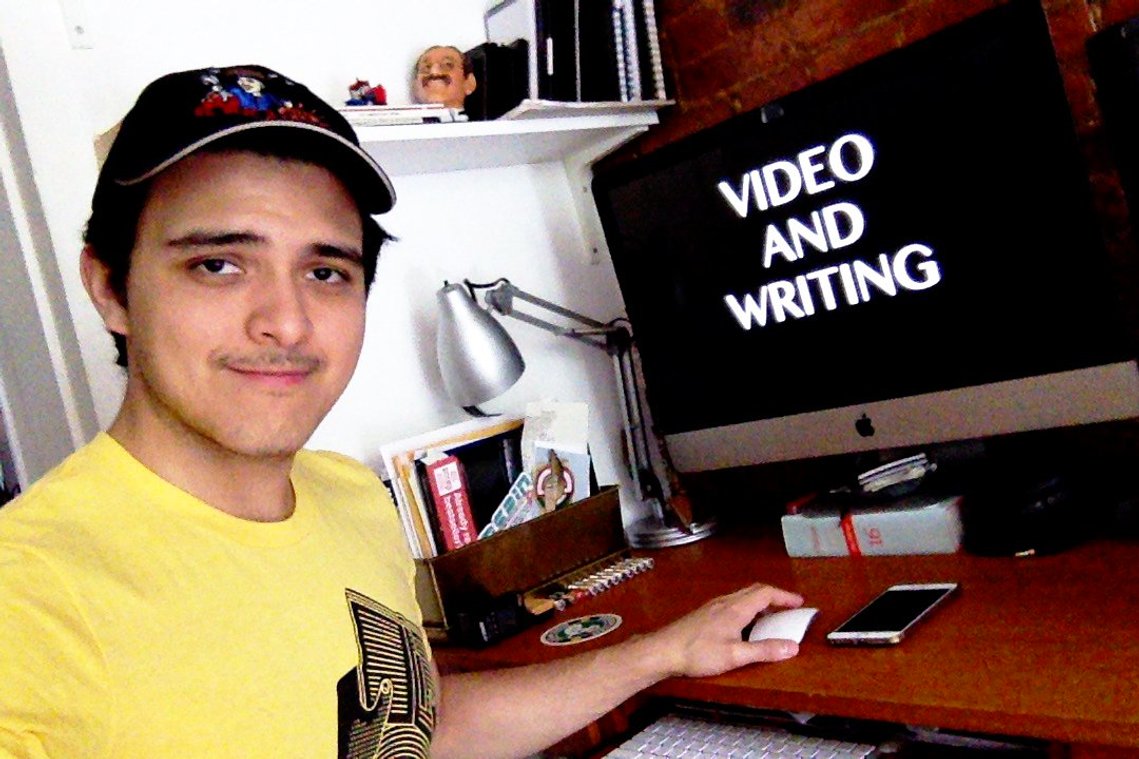 picture of jorge in front of a computer with nothing but the words 