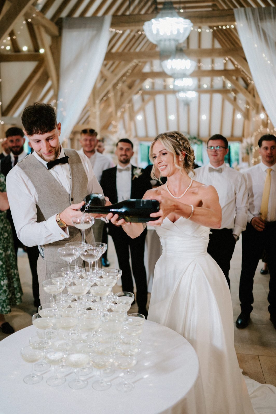 a champagne tower at the old kent barn