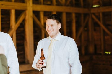 groom getting ready at the paper mill wedding venue