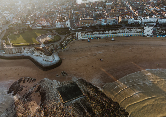sunset as seen by a drone at broadstairs in thanet