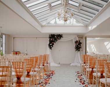 indoor ceremony room at hayne house in natural light
