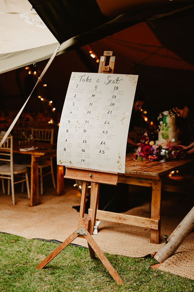 Indian golden wedding in Kent table plan sign