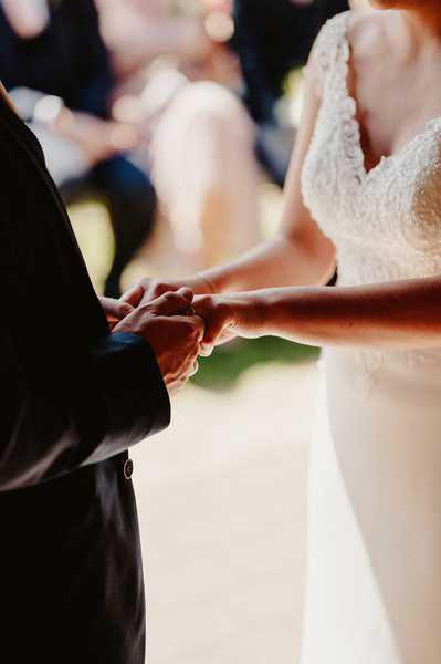 The ring exchange between the bride and groom at the ni