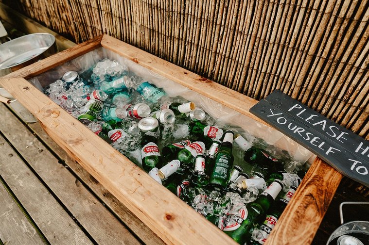DIY wedding bucket of iced beers in kent