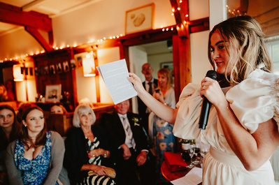 Bride has a surprise wedding speech to make a beacon house