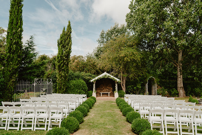the outdoor ceremony area at the kent wedding venue marleybrook house canterbury 