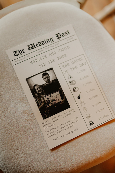 fun wedding newspaper for guests