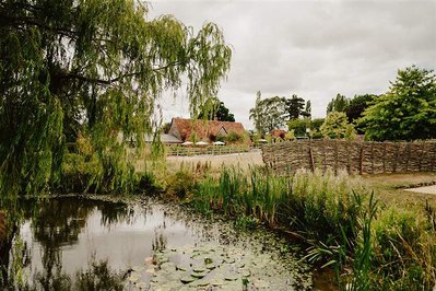the nature lake at silchester farm on a cloudy day