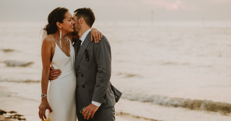 margate wedding photography on the beach during sunset
