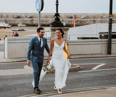 As Kent wedding venues go to Sam's hotel is on BT sport and it's amazing location with the bride and groom crossing a road in the old town for wedding photography portraits
