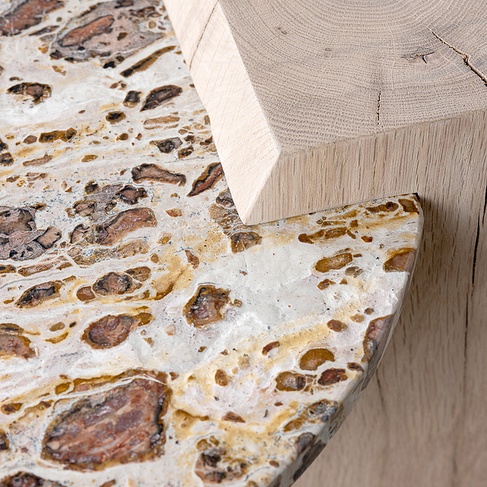 side table natural stone and raw wood