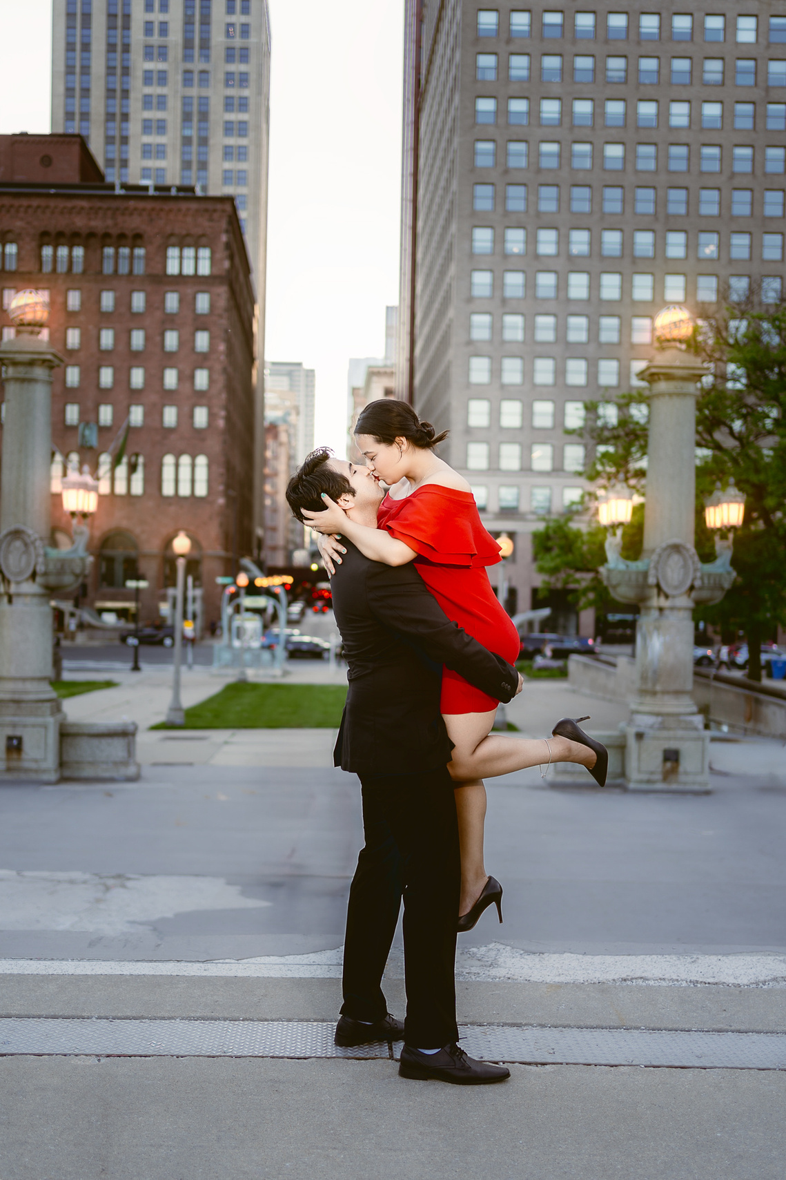 Just engaged, great urban style engagement photoshoot by Gurung Photographer from Mequon Wisconsin. 