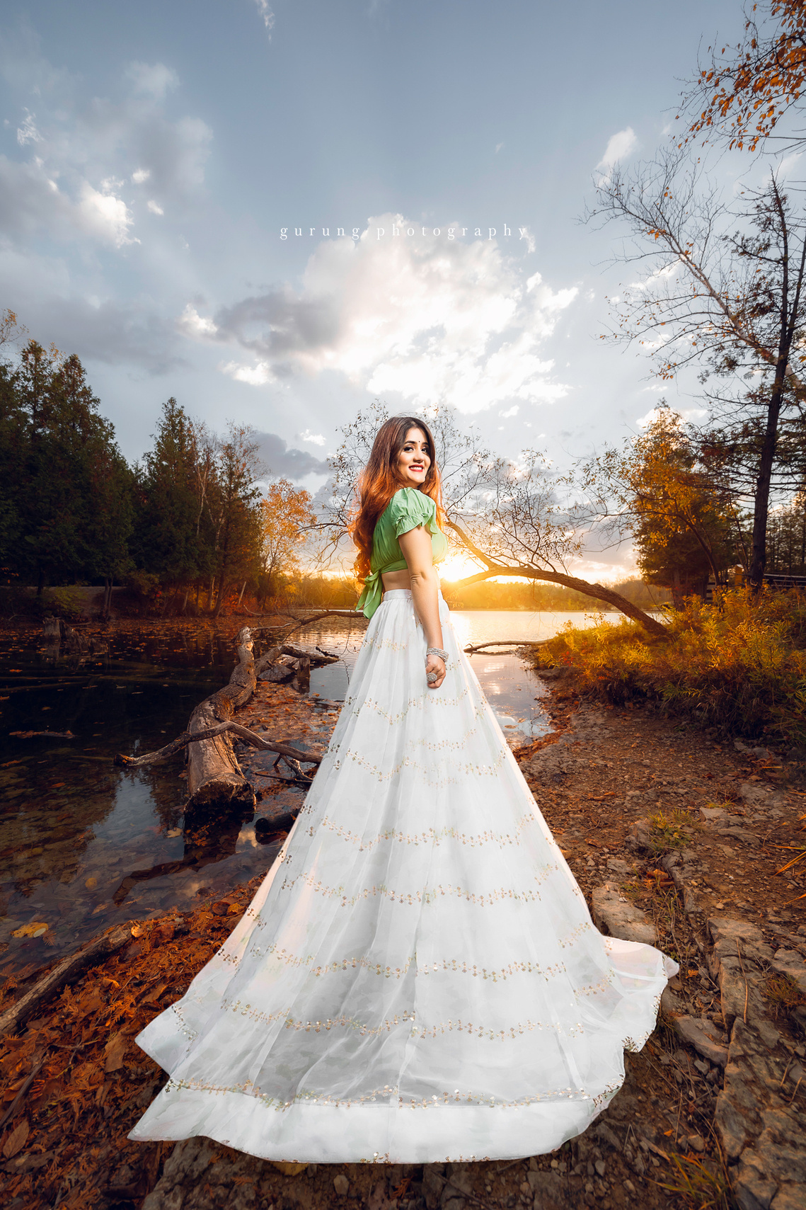 A magic outdoor portrait of a beautiful woman at Harrington Beach Wisconsin. Mequon portrait photography. 
