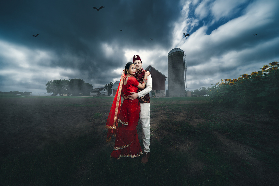 Stunning cultural wedding photography in Mequon Wisconsin. Great outdoor wide angle wedding photoshoot. 